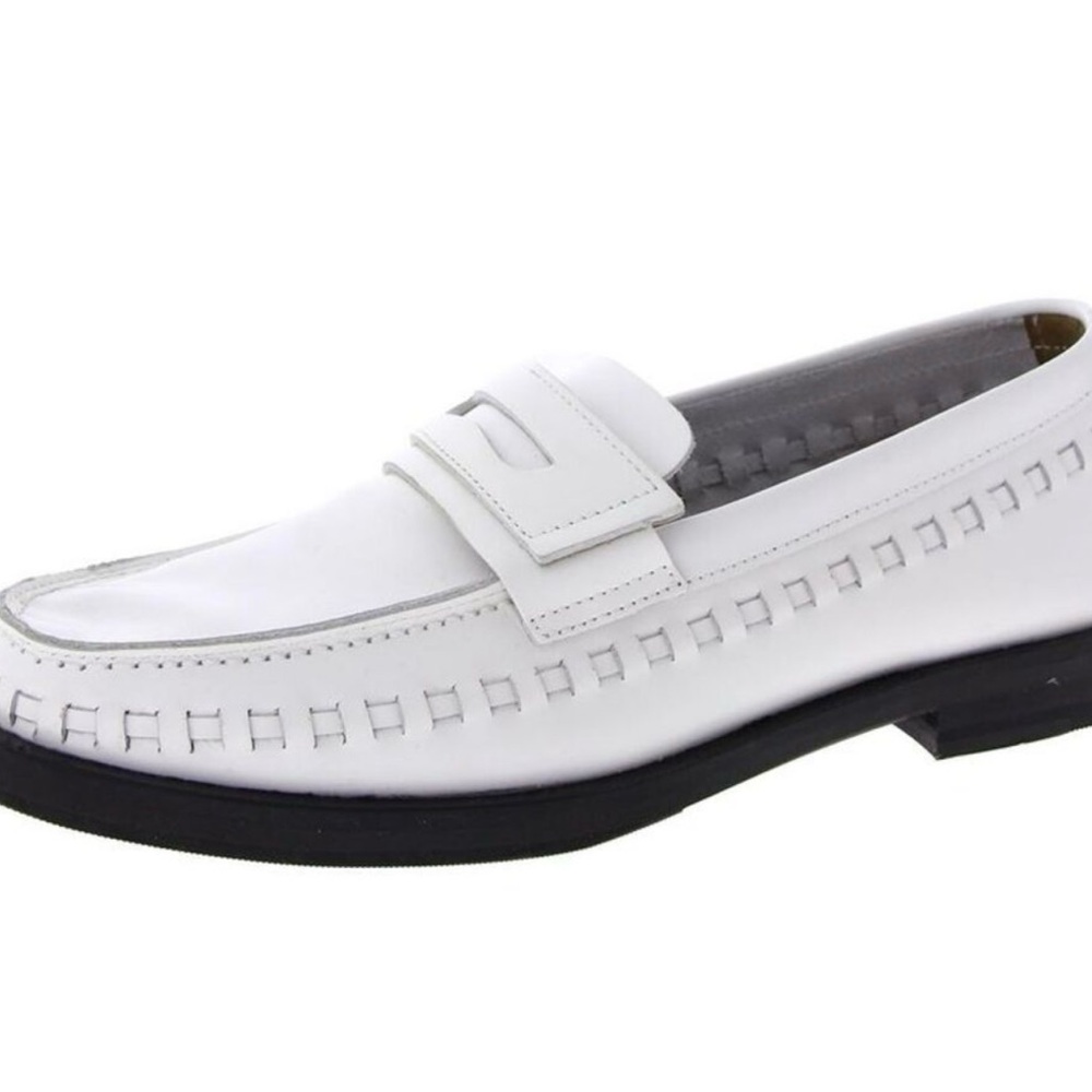 All Saints Sofie Leather Chalk White Penny Loafers 37